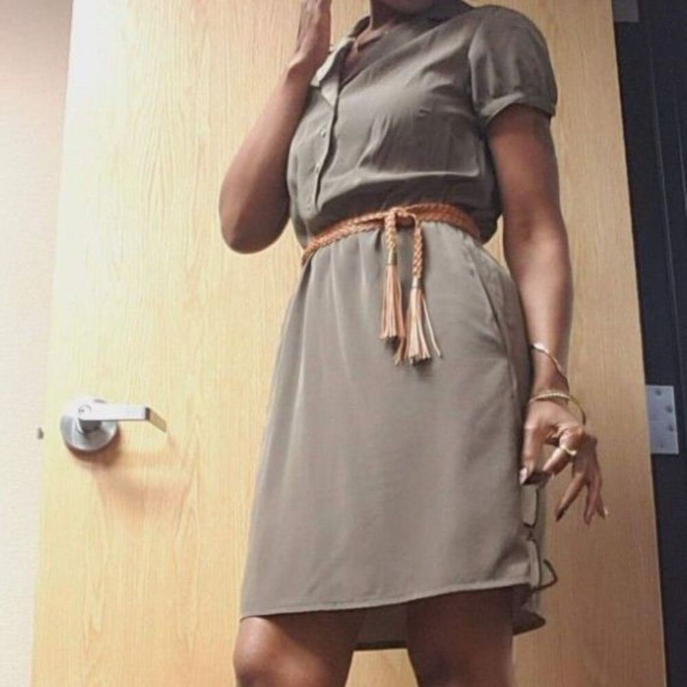 Khaki/Olive Green Mini Dress w/pockets Size M